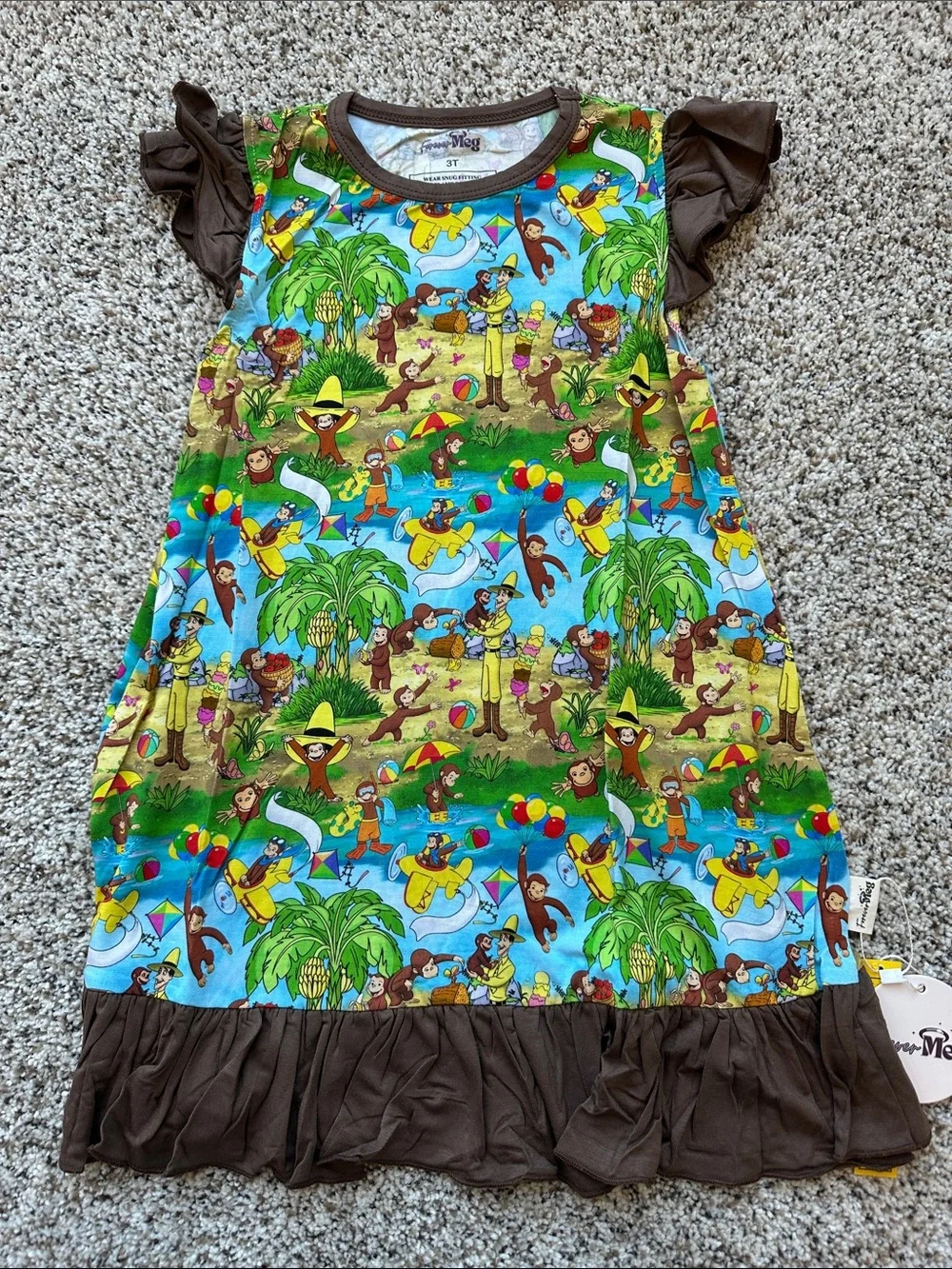 Vibrant Curious George Print Girls' Bamboo Nightgown